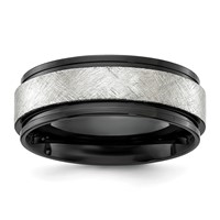 Chisel Titanium Polished Band with Brushed Center Black IP-plated 8mm view 1