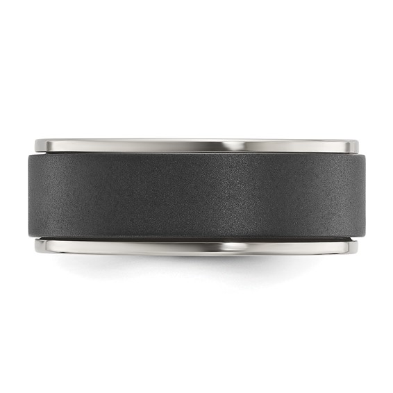 Chisel Titanium Polished with Brushed Black Zirconium Rotating Inner Channel 8mm Band