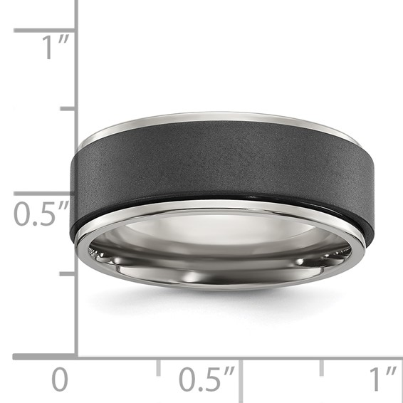 Chisel Titanium Polished with Brushed Black Zirconium Rotating Inner Channel 8mm Band