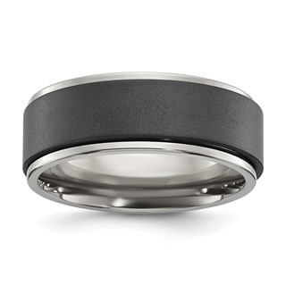 Chisel Titanium Polished with Brushed Black Zirconium Rotating Inner Channel 8mm Band