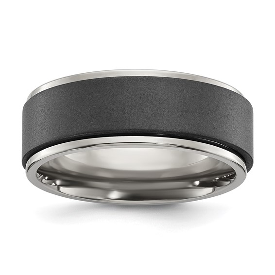 Chisel Titanium Polished with Brushed Black Zirconium Rotating Inner Channel 8mm Band