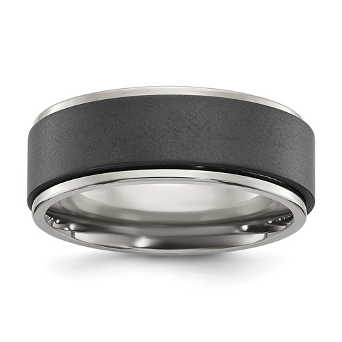 Chisel Titanium Polished Band with Brushed Black Zirconium Rotating Inner Channel 8mm