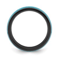 Chisel Titanium Polished Black IP-plated Band with Imitation Turquoise Inlay 8mm view 2