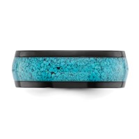 Chisel Titanium Polished Black IP-plated Band with Imitation Turquoise Inlay 8mm view 3