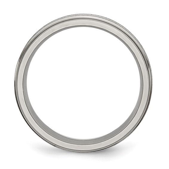 Titanium Grooved Ridged Edge 6mm Satin and Polished Band