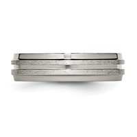 Titanium Grooved Ridged Edge 6mm Satin and Polished Band view 3