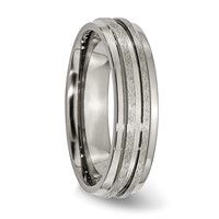 Titanium Grooved Ridged Edge 6mm Satin and Polished Band view 4