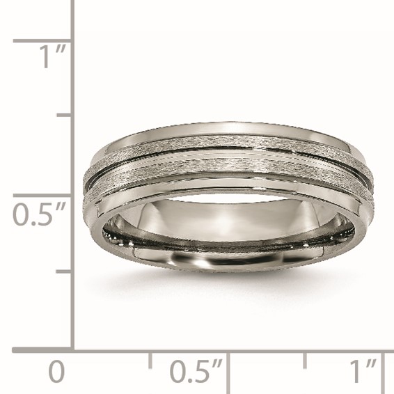 Titanium Grooved Ridged Edge 6mm Satin and Polished Band
