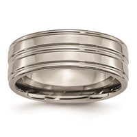 Titanium Polished 8mm Grooved Band view 1