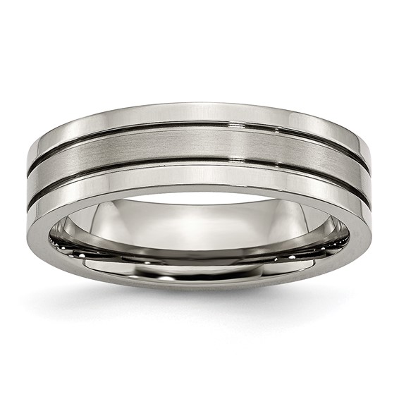 Chisel Titanium Brushed Center 6mm Grooved Band