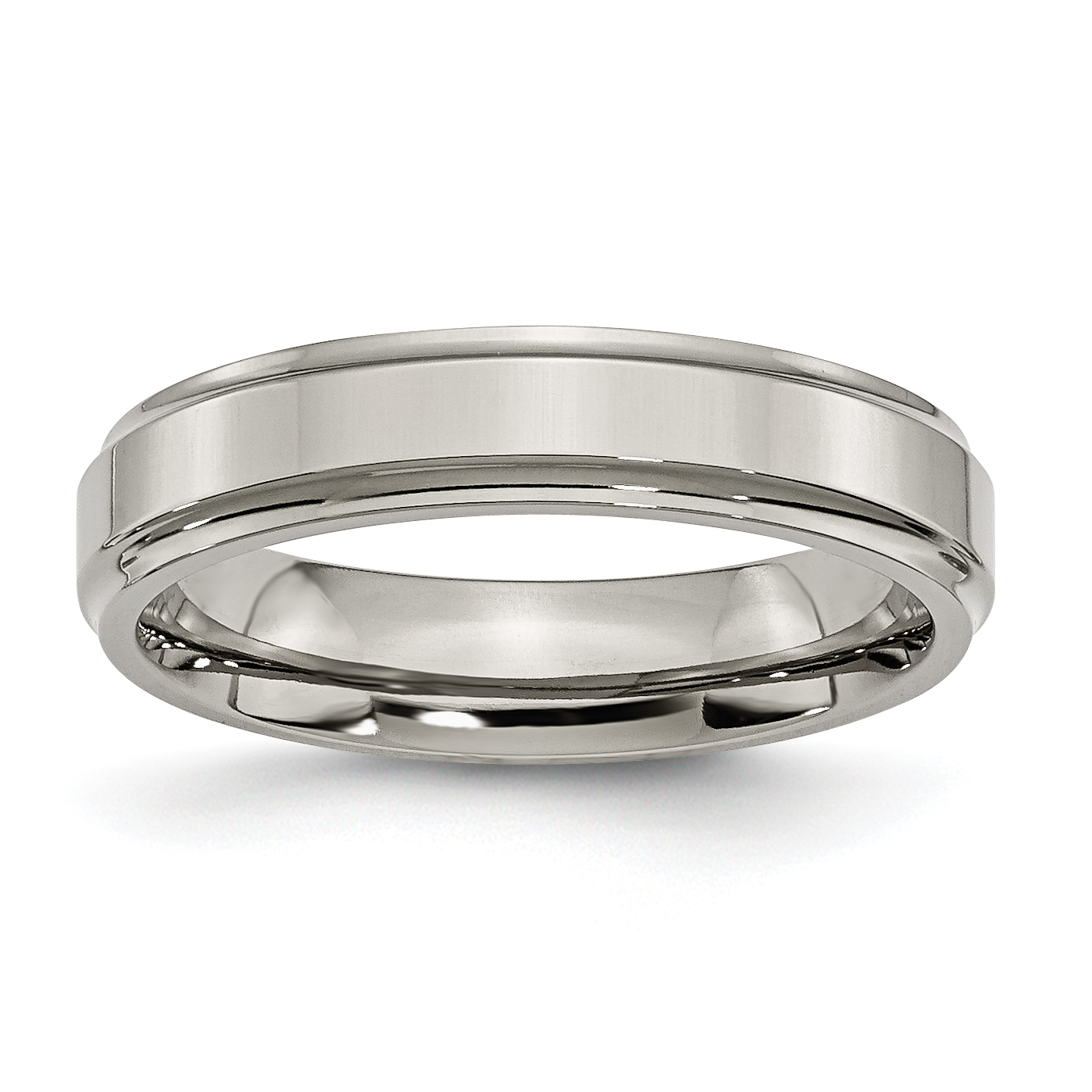 Chisel Titanium Brushed and Polished 8mm Grooved Band | J.C.'s Jewelry