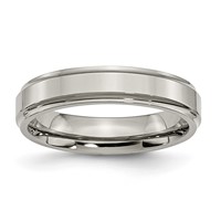 Chisel Titanium Polished 5mm Ridged Edge Band view 1