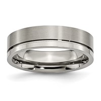 Chisel Titanium Brushed and Polished 6mm Grooved Band view 1