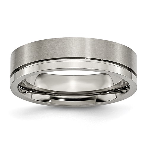 Chisel Titanium Brushed and Polished 6mm Grooved Band