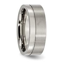 Titanium Grooved 8mm Brushed and Polished Band view 4
