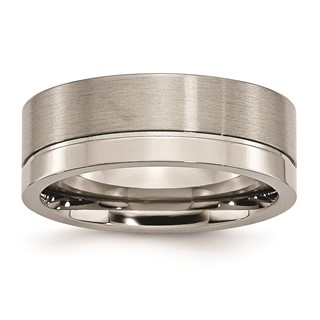 Titanium Grooved 8mm Brushed and Polished Band