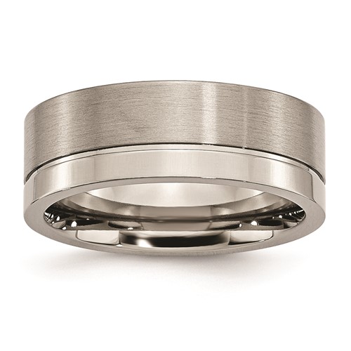 Titanium Grooved 8mm Brushed and Polished Band