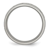 Titanium Ridged Edge Greek Key Design 6mm Satin Polished Band view 2