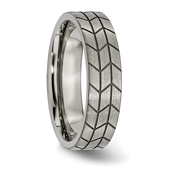 Titanium Flat Tread Design 6mm Brushed Band