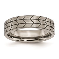 Titanium Flat Tread Design 6mm Brushed Band view 1