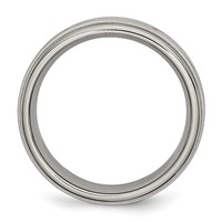 Chisel Titanium Brushed Center 7mm Criss-cross Design Ridged Edge Band view 2