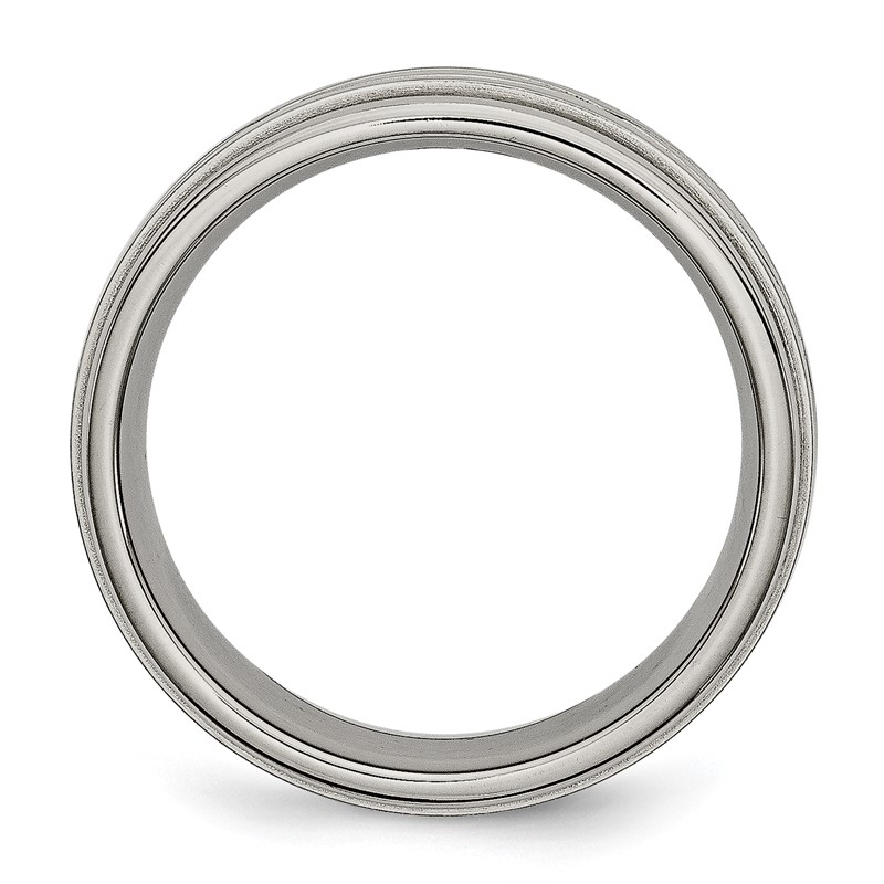 Chisel Titanium Brushed Center 7mm Criss-cross Design Ridged Edge Band