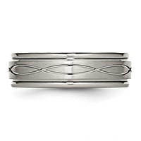 Chisel Titanium Brushed Center 7mm Criss-cross Design Ridged Edge Band view 3