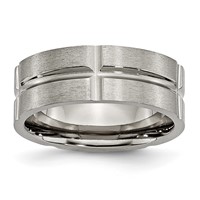 Titanium Grooved 8mm Brushed and Polished Band view 1