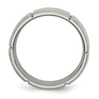 Chisel Titanium Brushed and Polished 8mm Grooved Beveled Edge Band view 2