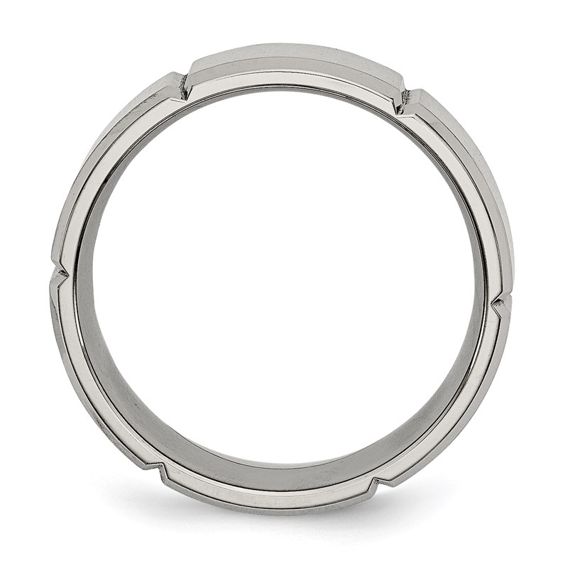 Chisel Titanium Brushed and Polished 8mm Grooved Beveled Edge Band