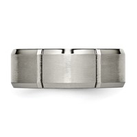 Chisel Titanium Brushed and Polished 8mm Grooved Beveled Edge Band view 3