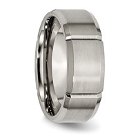 Chisel Titanium Brushed and Polished 8mm Grooved Beveled Edge Band view 4