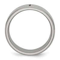 Chisel Titanium Brushed Center Cross 8mm Ridged Edge Band view 2