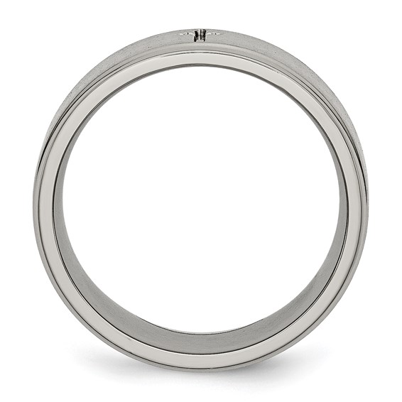 Chisel Titanium Brushed Center Cross 8mm Ridged Edge Band