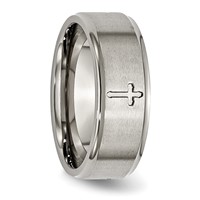 Chisel Titanium Brushed Center Cross 8mm Ridged Edge Band view 5