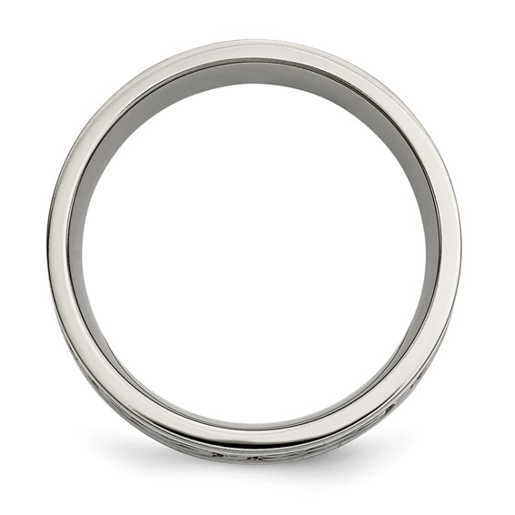 Chisel Titanium Polished with Sterling Silver Inlay Celtic Knot 8mm Flat Band