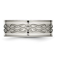 Chisel Titanium Polished Band with Sterling Silver Inlay Celtic Knot 8mm Flat view 3