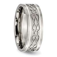 Chisel Titanium Polished Band with Sterling Silver Inlay Celtic Knot 8mm Flat view 4