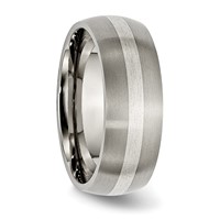 Chisel Titanium Brushed Band with Sterling Silver Inlay 8mm view 4