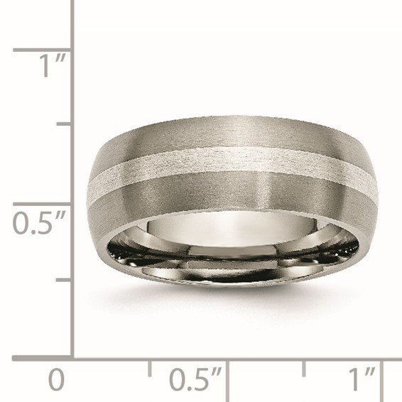 Chisel Titanium Brushed with Sterling Silver Inlay 8mm Band