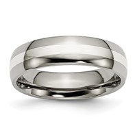Chisel Titanium Polished with Sterling Silver Inlay 6mm Band view 1