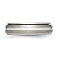 Chisel Titanium Brushed Center with Sterling Silver Inlay 6mm Ridged Edge Band view 3