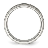 Chisel Titanium Polished Band with Sterling Silver Inlay Stone Finish Center Grooved view 2