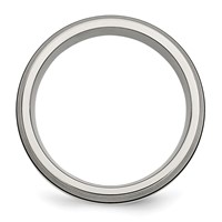 Titanium Grooved Sterling Silver Inlay 8mm Brushed Antiqued Band view 2