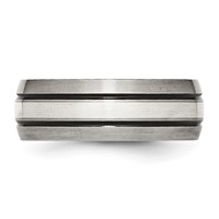 Titanium Grooved Sterling Silver Inlay 8mm Brushed Antiqued Band view 3