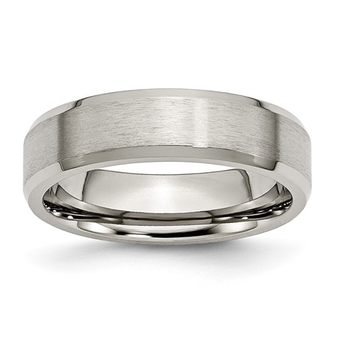 Titanium Brushed Band with Polished and Beveled Edge 6mm