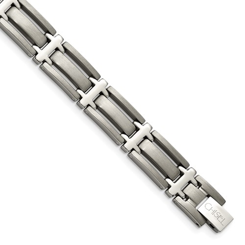 Chisel Titanium Brushed and Polished Bracelet, 8.75"