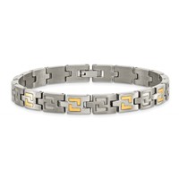 Chisel Titanium Bracelet with 14K Gold Inlay Brushed and Polished, 8.5" view 4