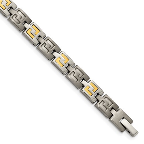 Chisel Titanium Bracelet with 14K Gold Inlay Brushed and Polished, 8.5"