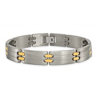 Chisel Titanium Brushed and Polished Yellow IP-Plated Bracelet, 8.5" view 4